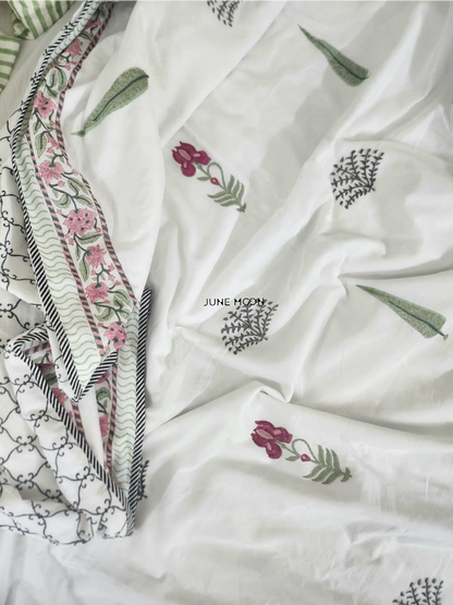 Hued Petals - Block Printed Muslin Dohar