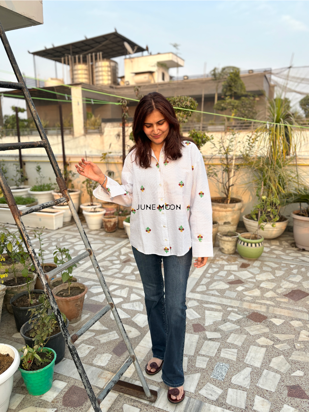 Dainty Drops - Loose Fit Embroidered Shirt