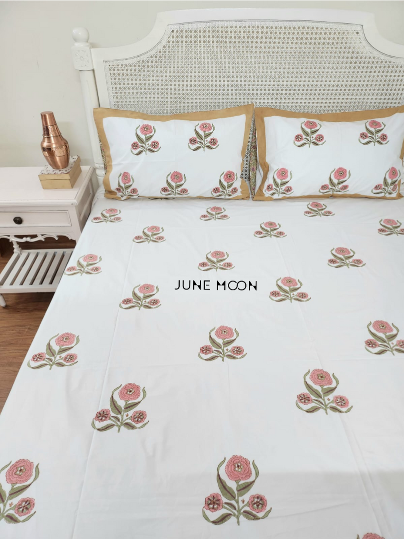 Dainty Whispers - Block Printed Bedsheet Set