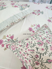 Umang - Block Printed Bedsheet Set (Cream Base)