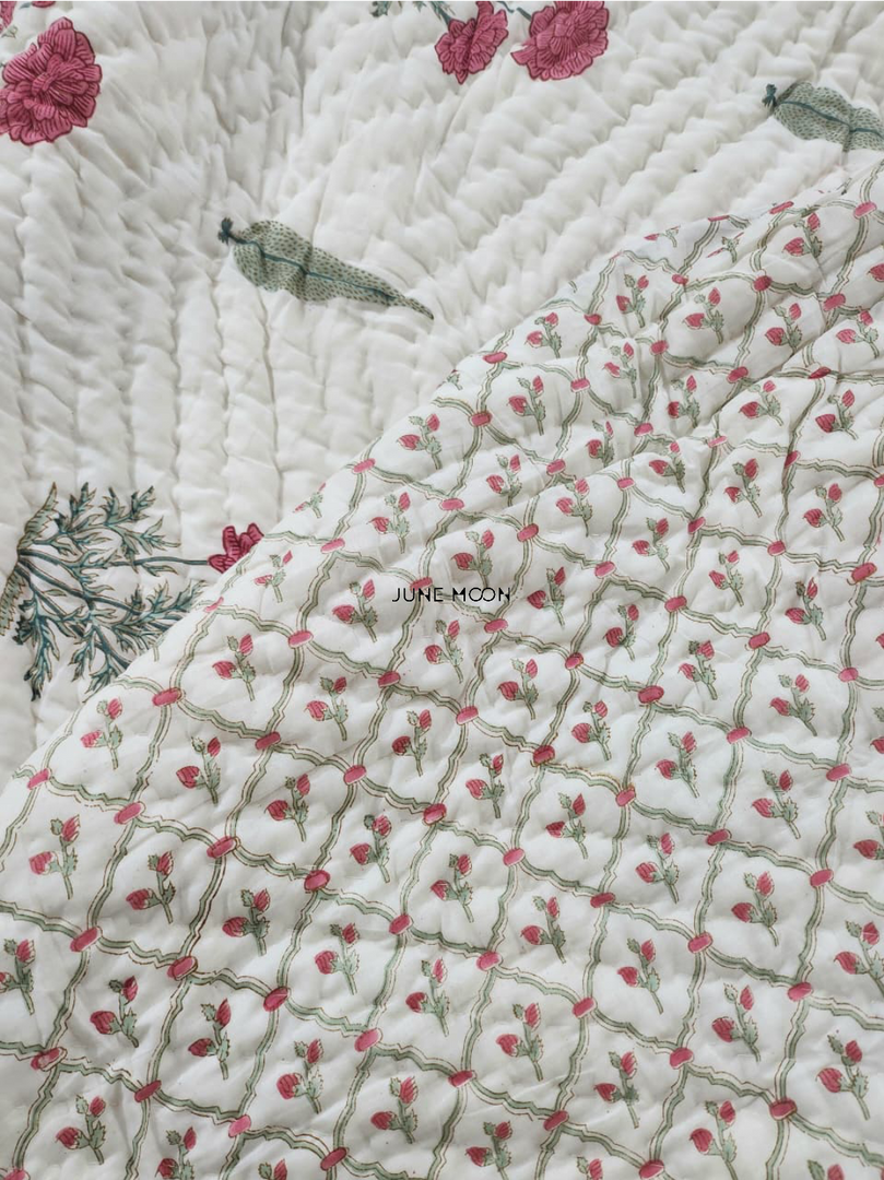 Scarlet - Block Printed Muslin Quilt