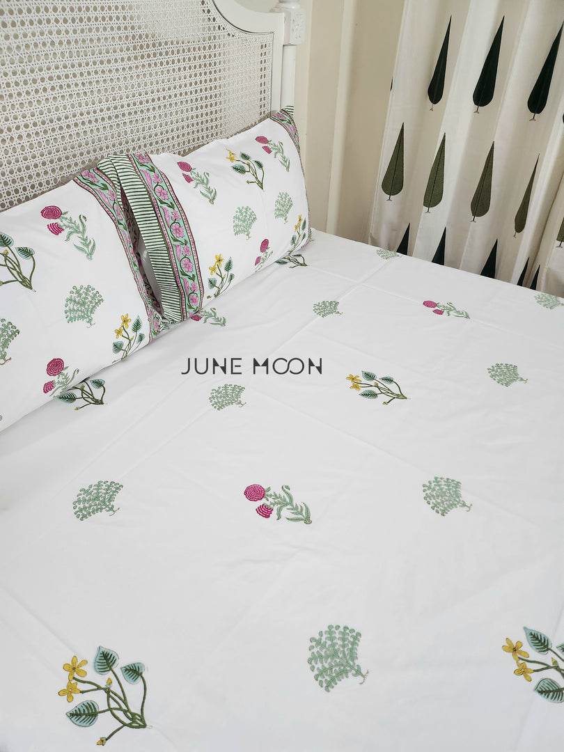 Princess Petals - Block Printed Bedsheet Set