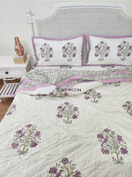 Load image into Gallery viewer, Lavender Fairy - Block Printed Muslin Quilt (Cream Base)
