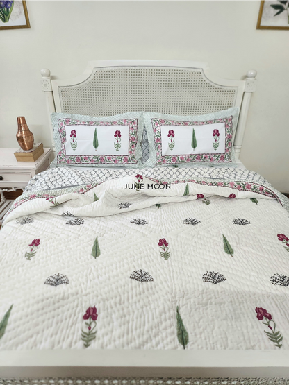 Hued Petals - Set of 2 Single Quilts