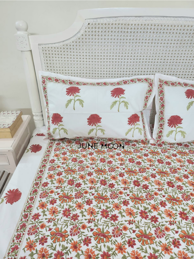 Rustic Garden - Block Printed Bedsheet Set