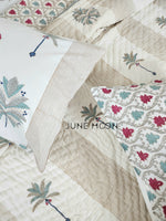 Load image into Gallery viewer, Mint To Be - Set of Quilt &amp; Bedsheet (Bedsheet - Cream Base)
