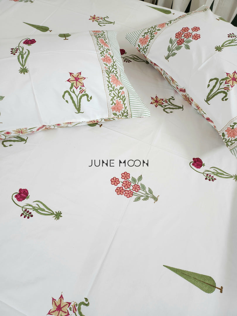 Summer Rouge - Block Printed Bedsheet Set