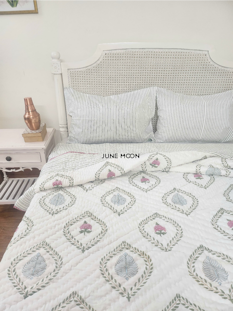 Autumn Rose - Block Printed Muslin Quilt