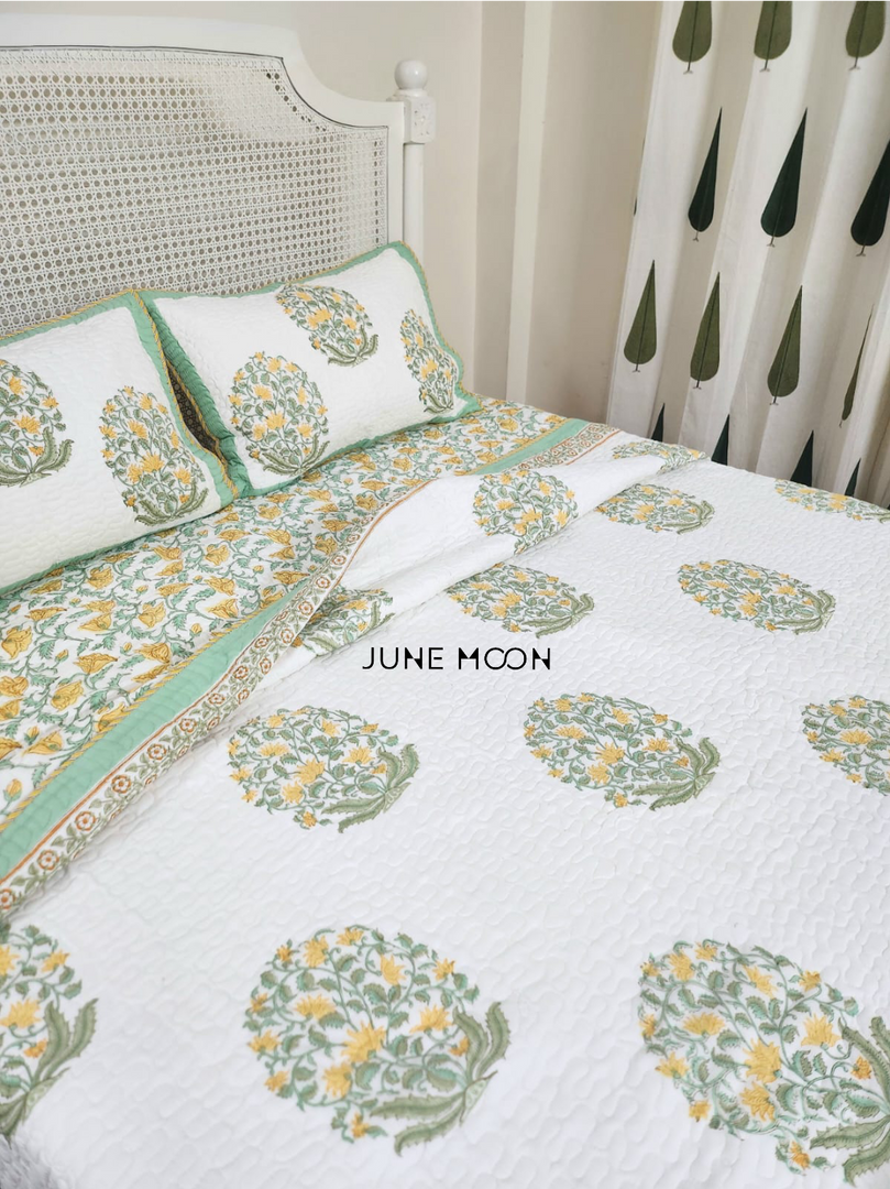 Basket of Gold - Quilted Bedcover Set