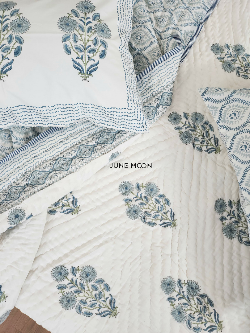 Sensing Serenity - Block Printed Muslin Quilt