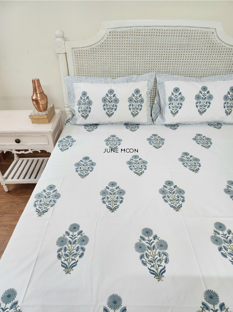 Sensing Serenity - Block Printed Bedsheet Set
