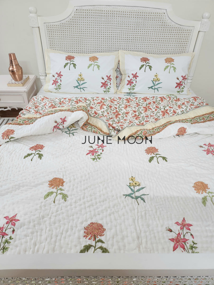 Candied Sun - Block Printed Muslin Quilt