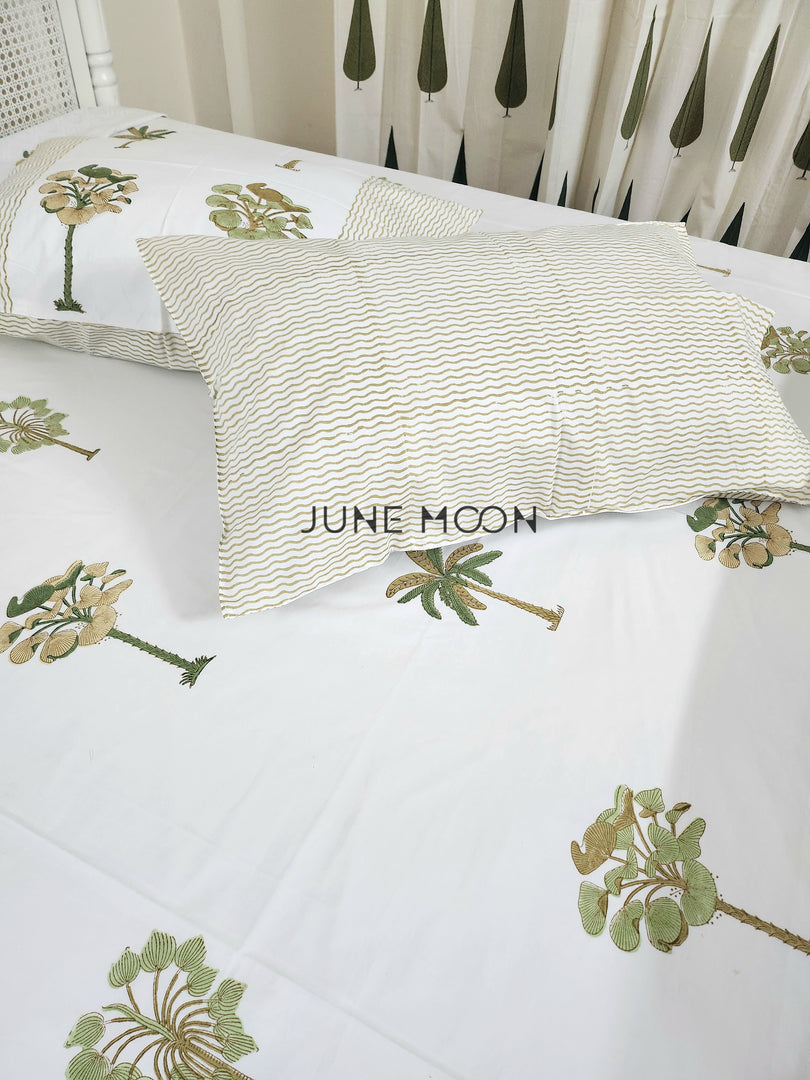 Sultry Greens - Block Printed Bedsheet Set