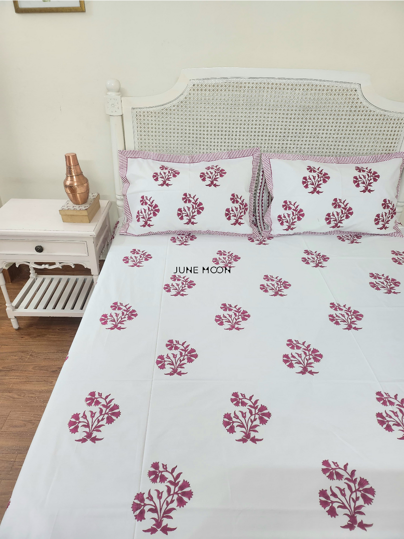 Berry Beautiful - Block Printed Bedsheet Set