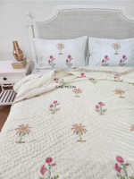 Load image into Gallery viewer, Gulnoor - Set of Quilt &amp; Bedsheet (Quilt - Cream Base)

