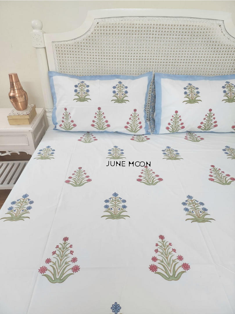 Blossom Terrace - Block Printed Bedsheet Set