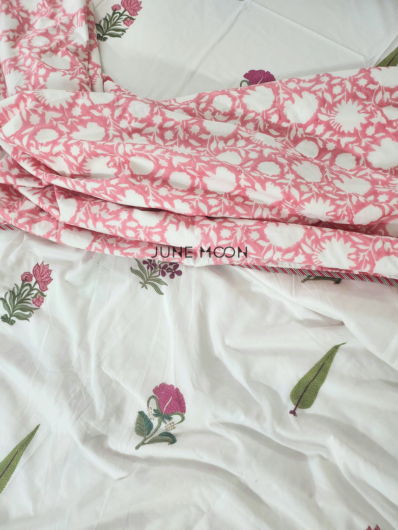 French Garden - Block Printed Muslin Dohar