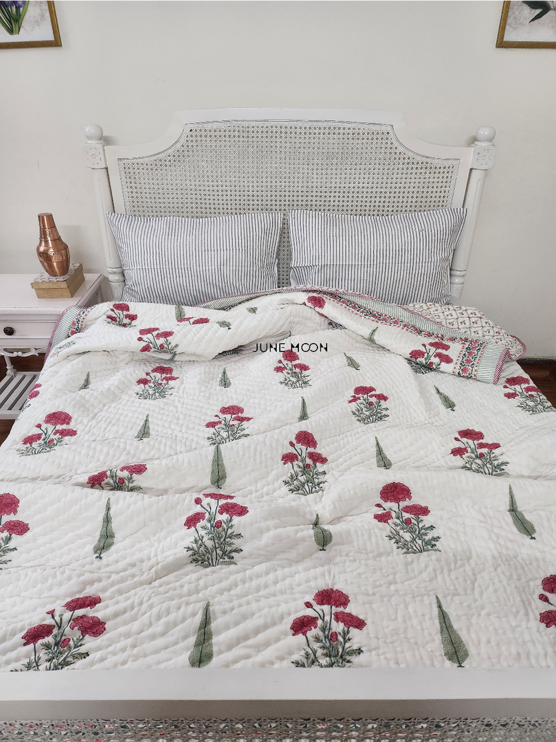 Scarlet - Block Printed Muslin Quilt