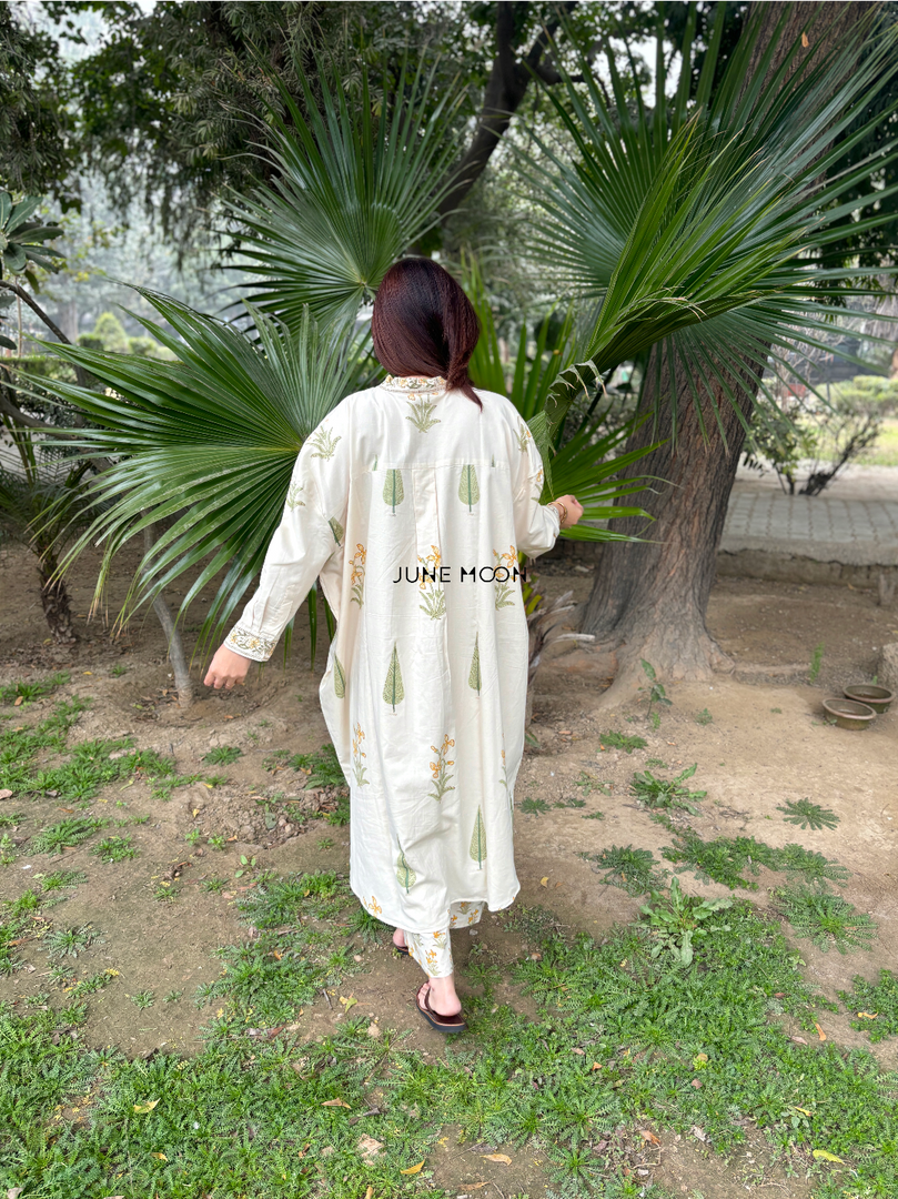 Inner Glow - Boxy Fit High Low Lined Kurta Set (Kurta & Pants)