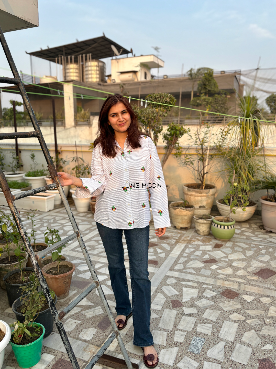 Dainty Drops - Loose Fit Embroidered Shirt