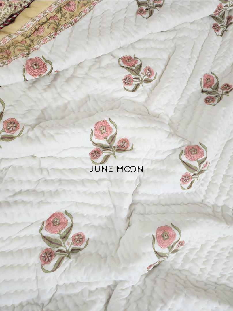 Dainty Whispers - Block Printed Muslin Quilt
