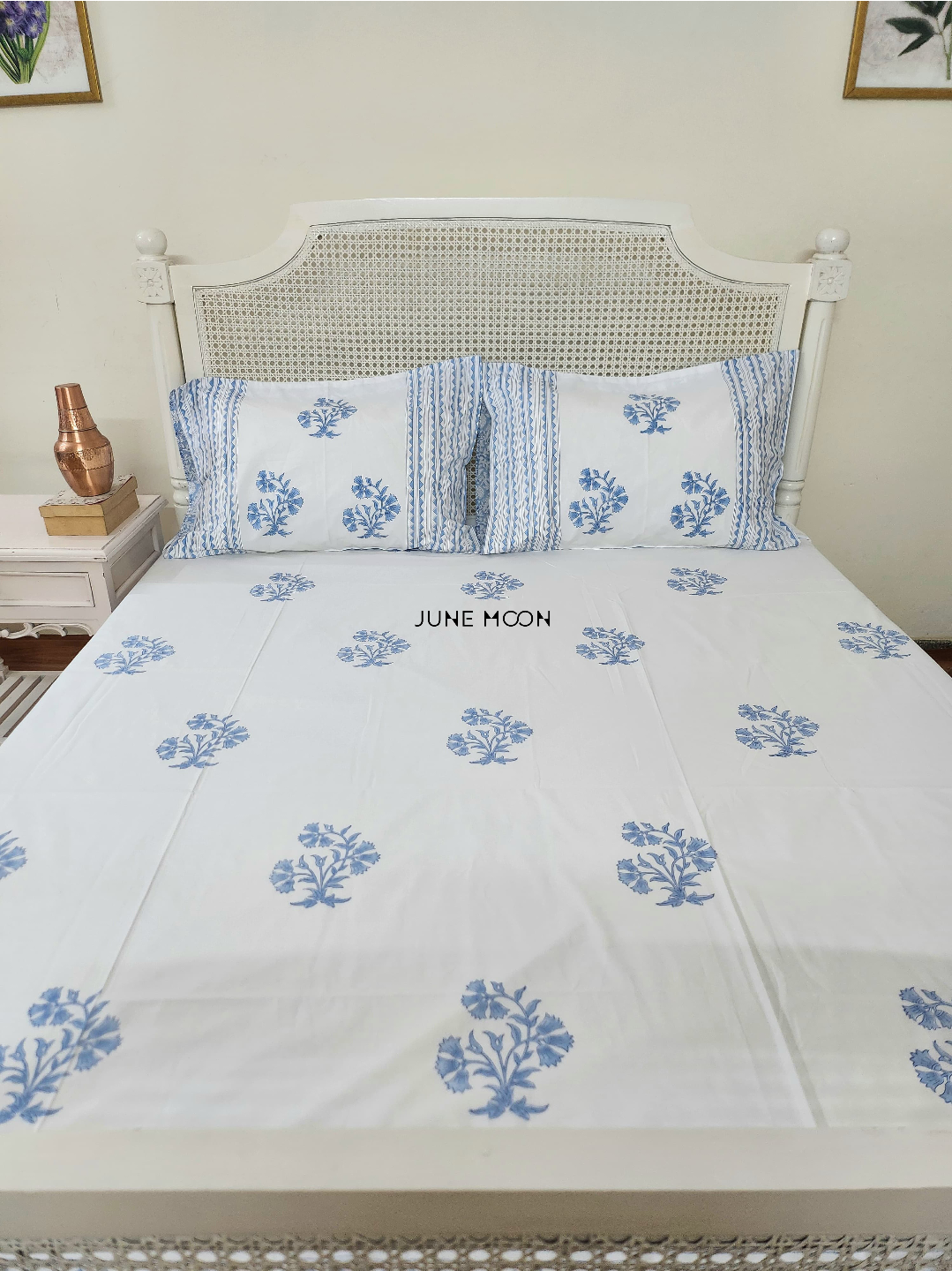 Over The Moon - Block Printed Bedsheet Set