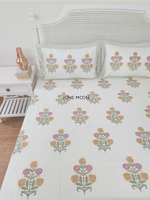 Load image into Gallery viewer, Heart Of Gold - Block Printed Bedsheet Set (Cream Base)

