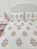 Load image into Gallery viewer, Heart Of Gold - Block Printed Bedsheet Set (Cream Base)
