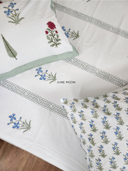 French Garden - Block Printed Bedsheet Set