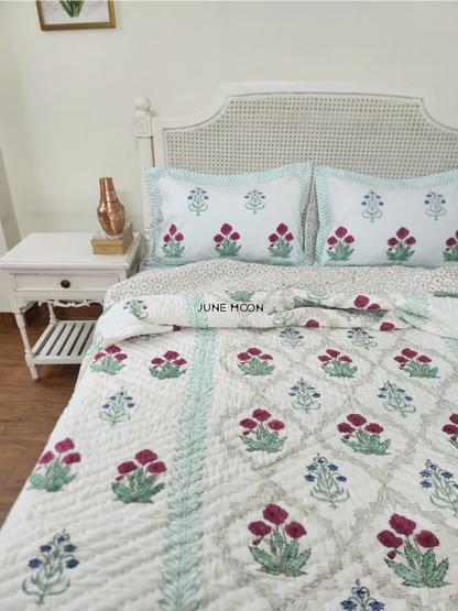 Roseate - Block Printed Muslin Quilt