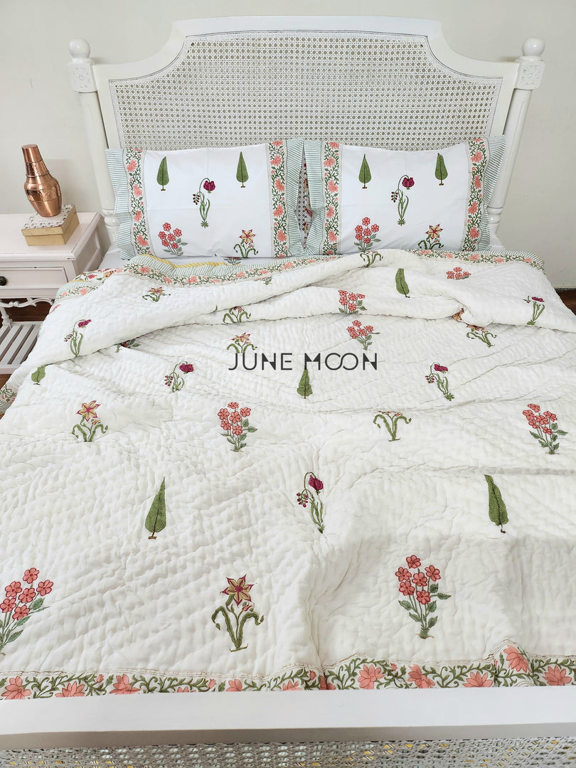 Summer Rouge - Block Printed Muslin Quilt