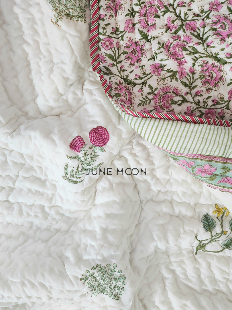 Princess Petals - Block Printed Muslin Quilt