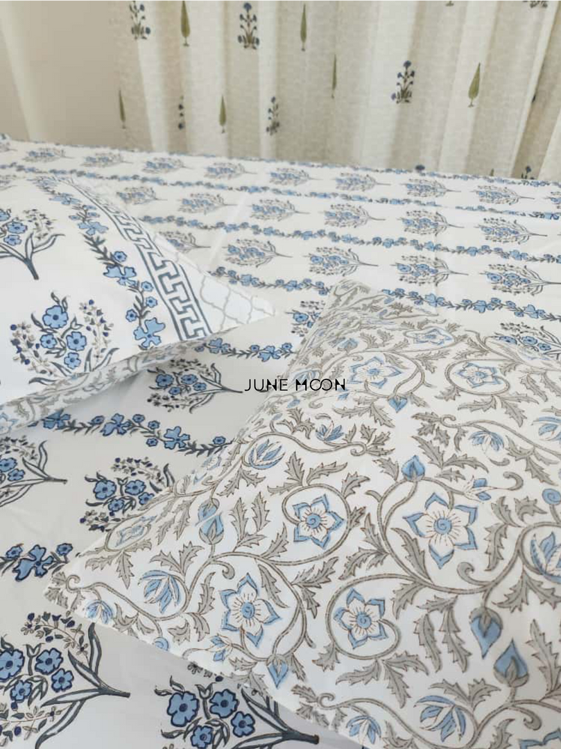 Neel - Block Printed Bedsheet Set