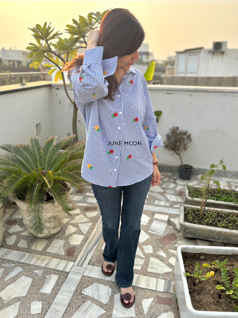 Dainty Drops - Loose Fit Embroidered Shirt