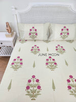 Load image into Gallery viewer, Rose Chalet - Block Printed Bedsheet Set (Cream Base)
