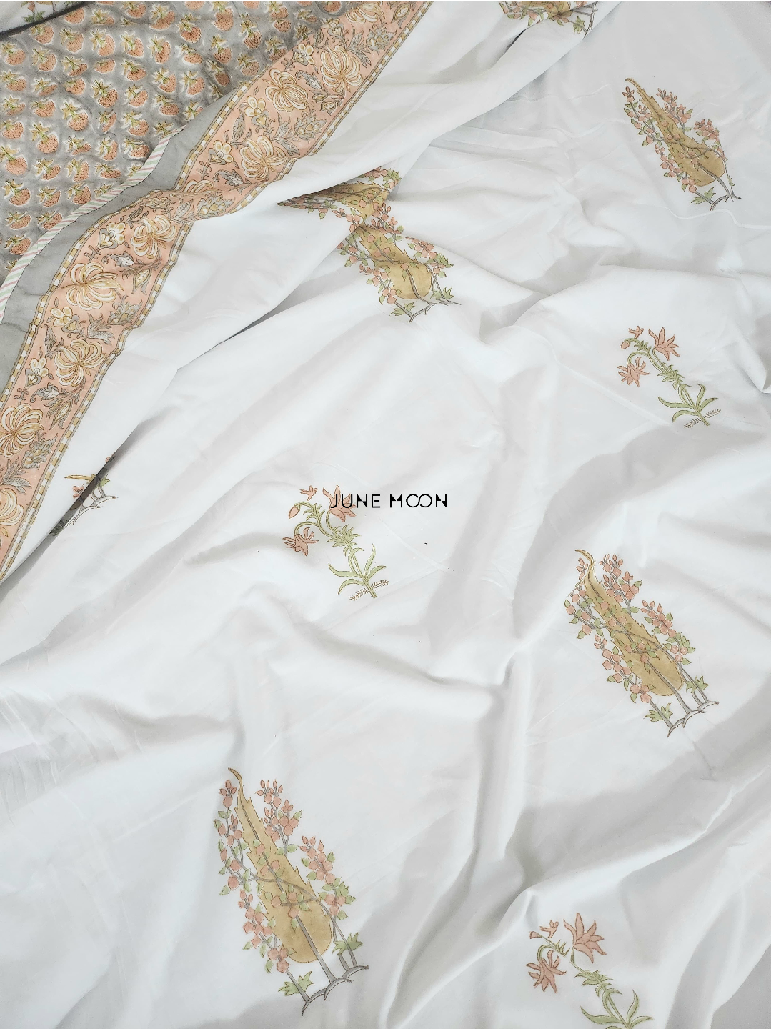 Mandarin Garden - Block Printed Muslin Dohar