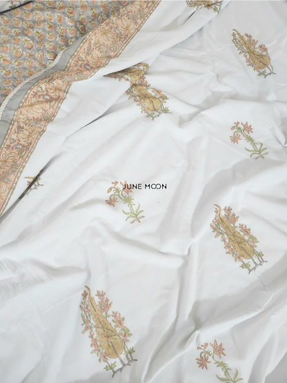 Mandarin Garden - Block Printed Muslin Dohar