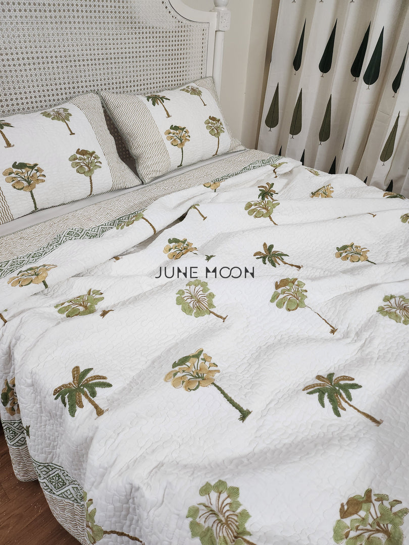 Sultry Greens - Quilted Bedcover Set