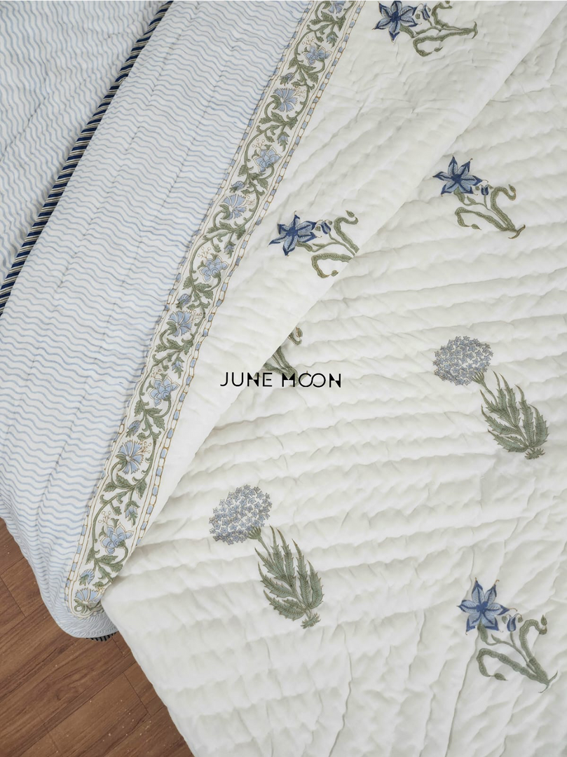 In The Sky - Block Printed Muslin Quilt