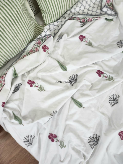 Hued Petals - Block Printed Muslin Dohar