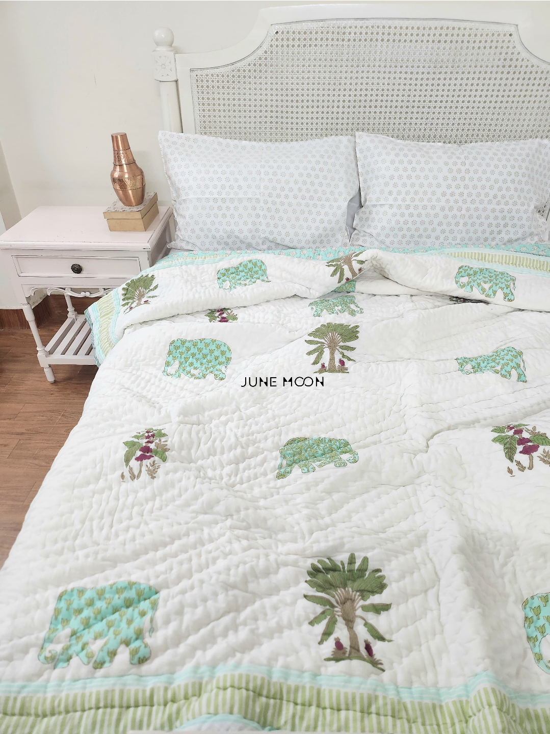 Mint Mystique - Block Printed Muslin Quilt