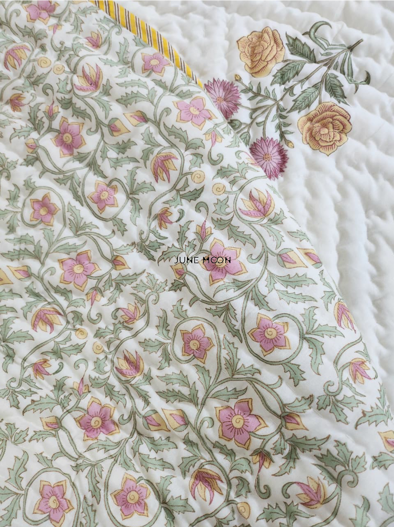 Sunehri Dhoop - Block Printed Muslin Quilt