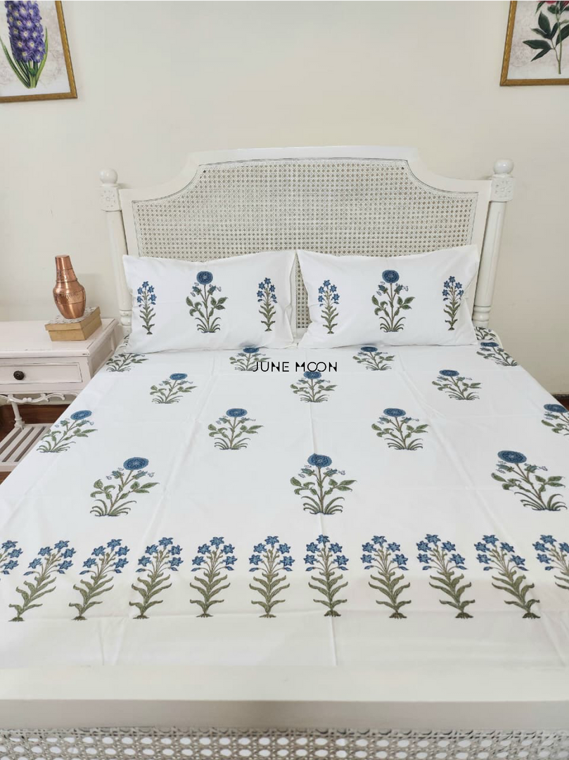 Moon & Tulip - Block Printed Bedsheet Set
