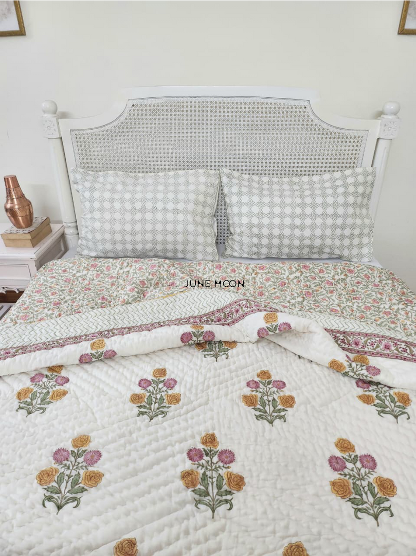 Sunehri Dhoop - Block Printed Muslin Quilt