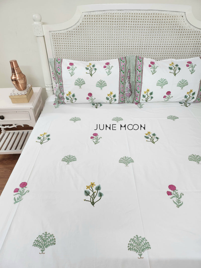 Princess Petals - Block Printed Bedsheet Set