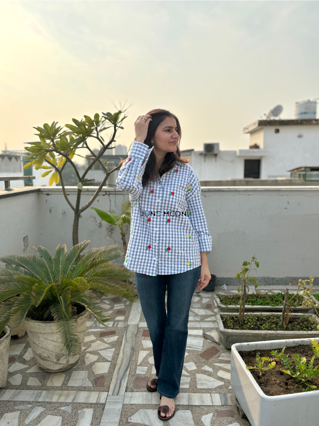 Dainty Drops - Loose Fit Embroidered Shirt