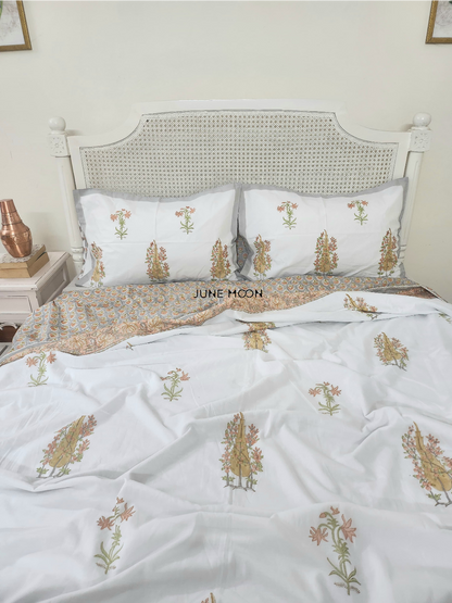 Mandarin Garden - Block Printed Muslin Dohar