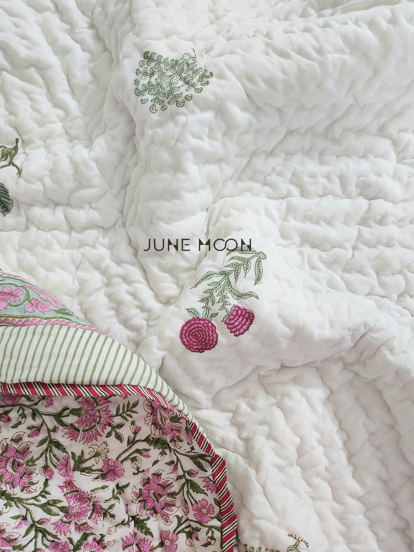 Princess Petals - Block Printed Muslin Quilt