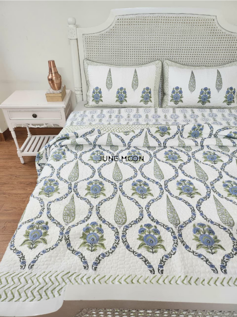 Cool Cascades - Quilted Bedcover Set