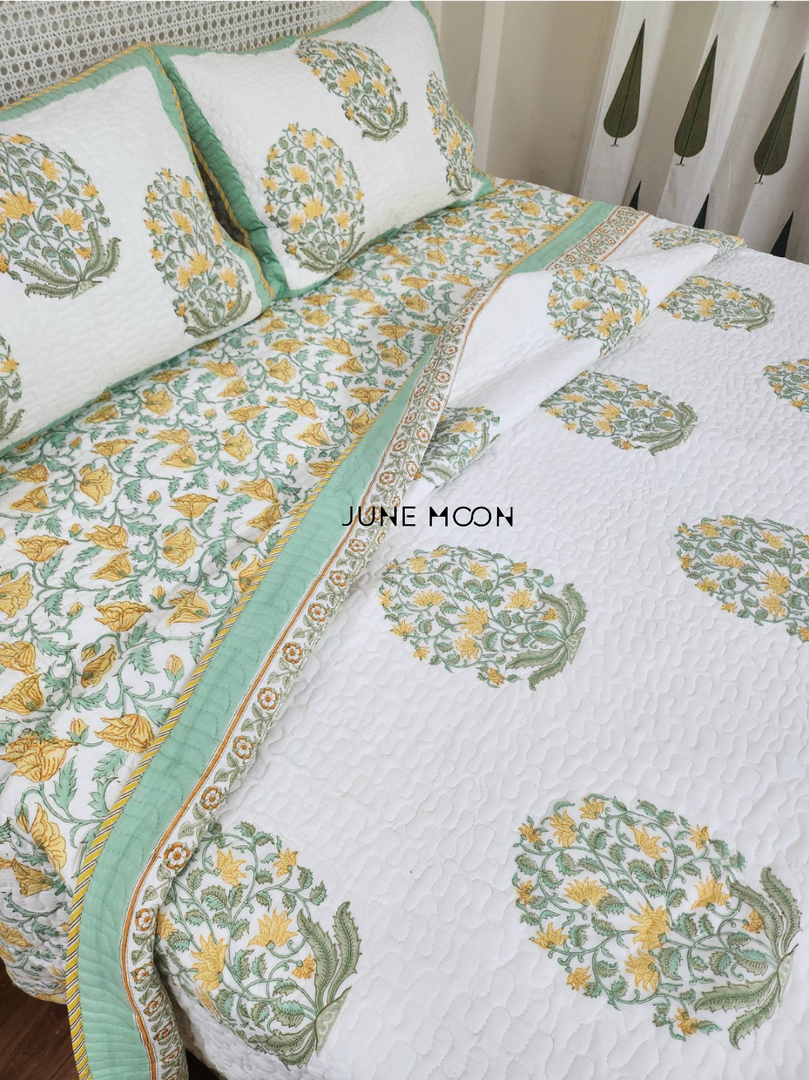 Basket of Gold - Quilted Bedcover Set